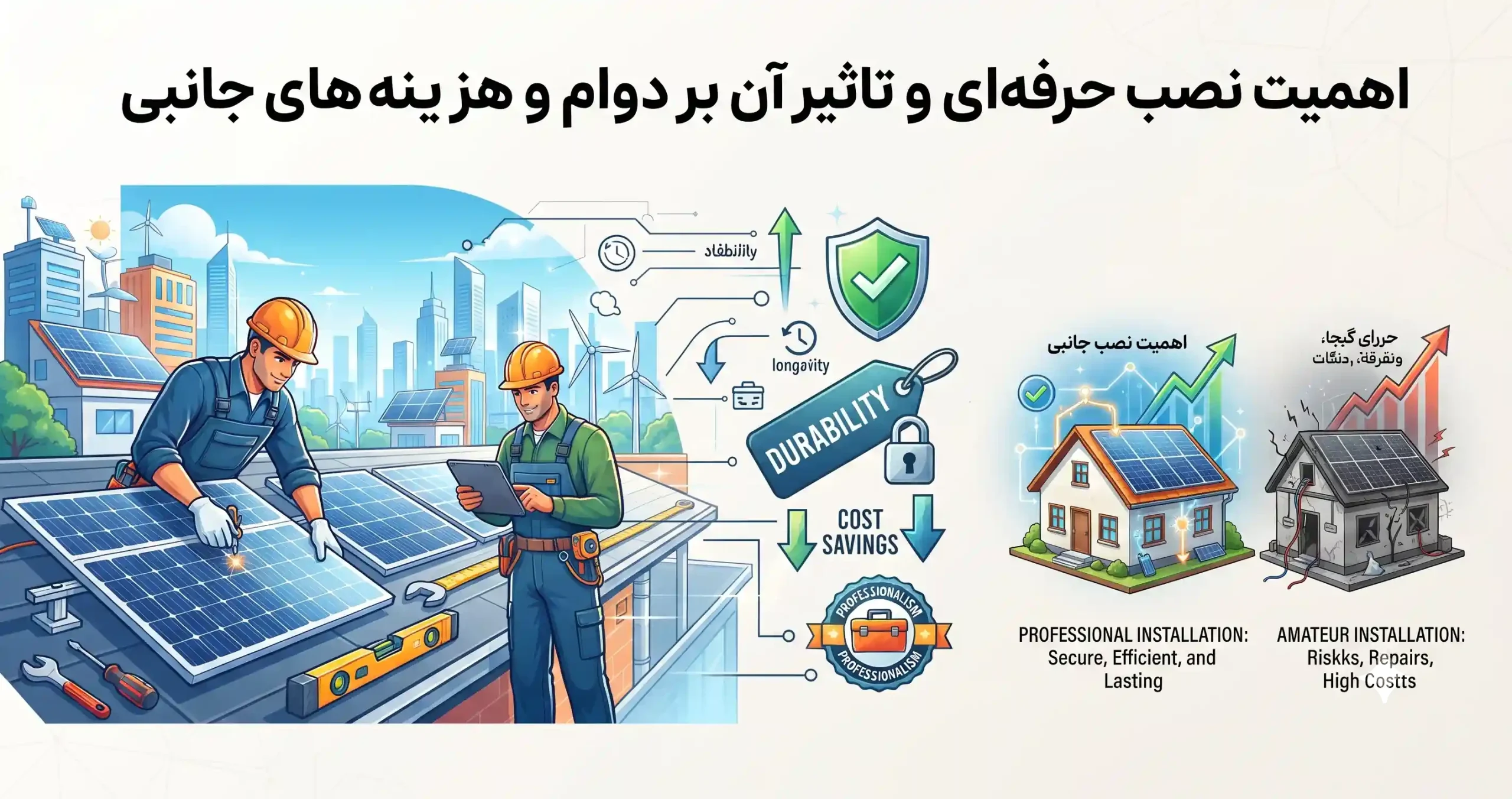 🛠 اهمیت نصب حرفه‌ای و تاثیر آن بر دوام و هزینه‌های جانبی