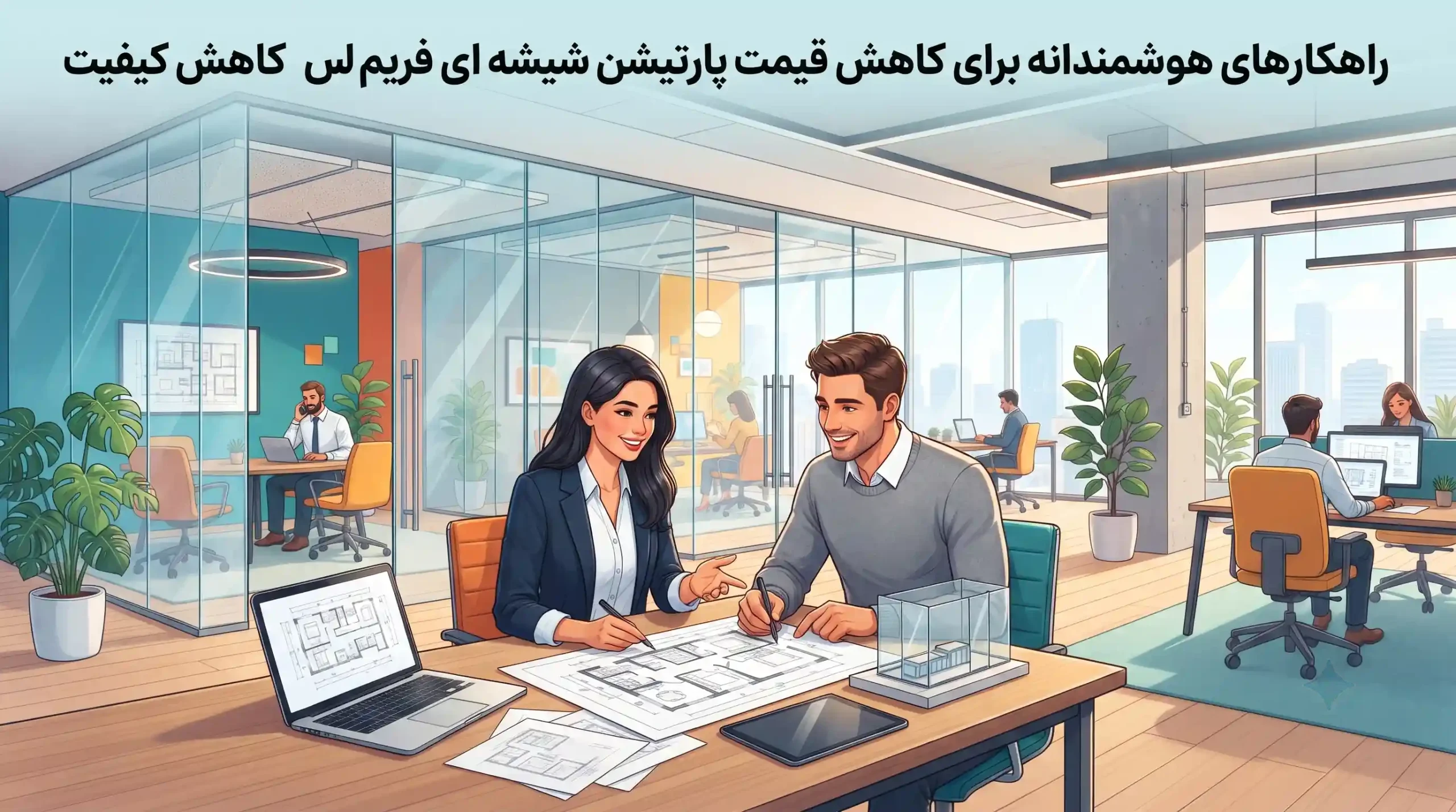 💡 راهکارهای هوشمندانه برای کاهش قیمت پارتیشن شیشه ای فریم لس بدون کاهش کیفیت