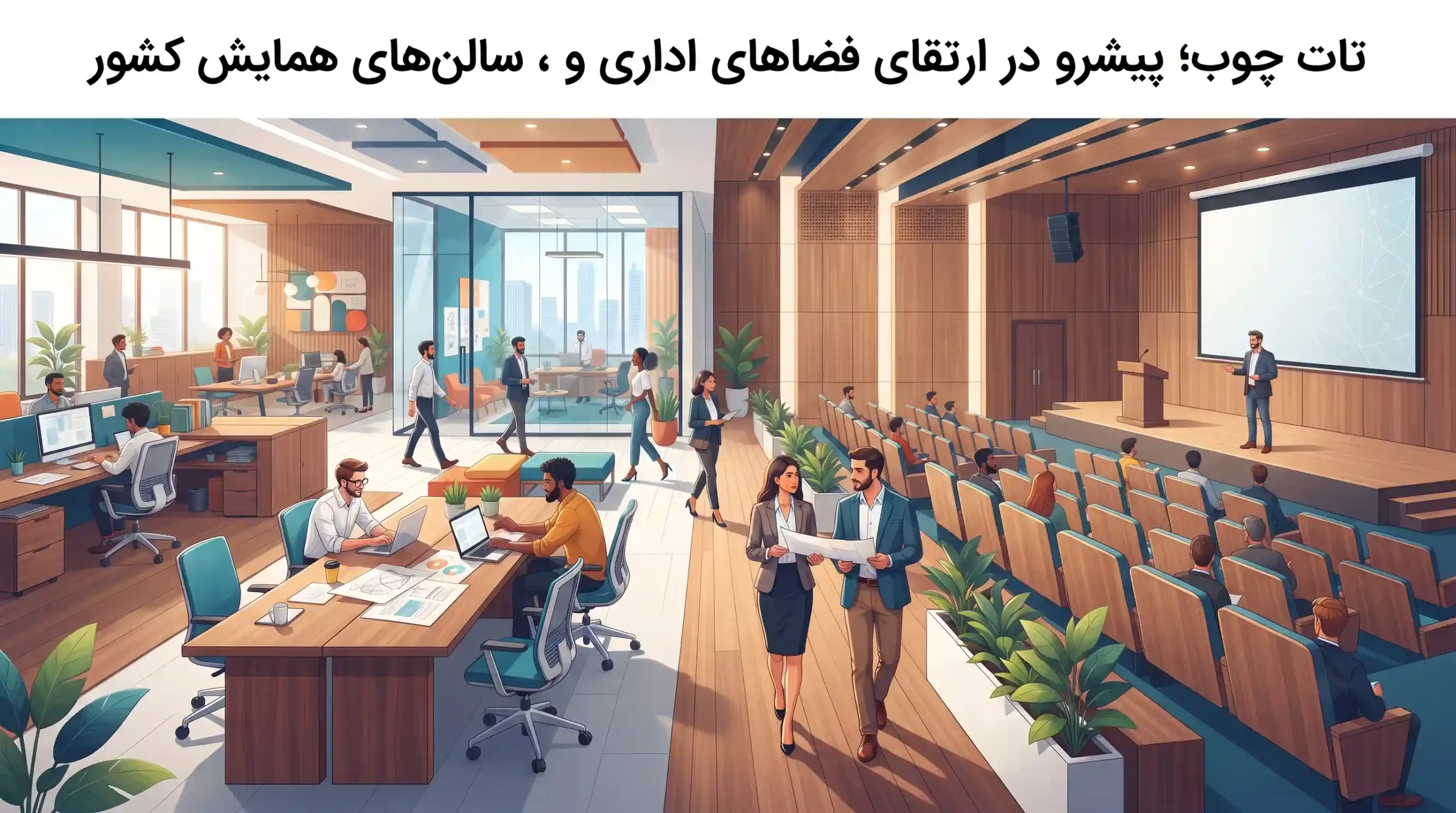🚀 تات چوب؛ پیشرو در ارتقای فضاهای اداری و سالنهای همایش کشور