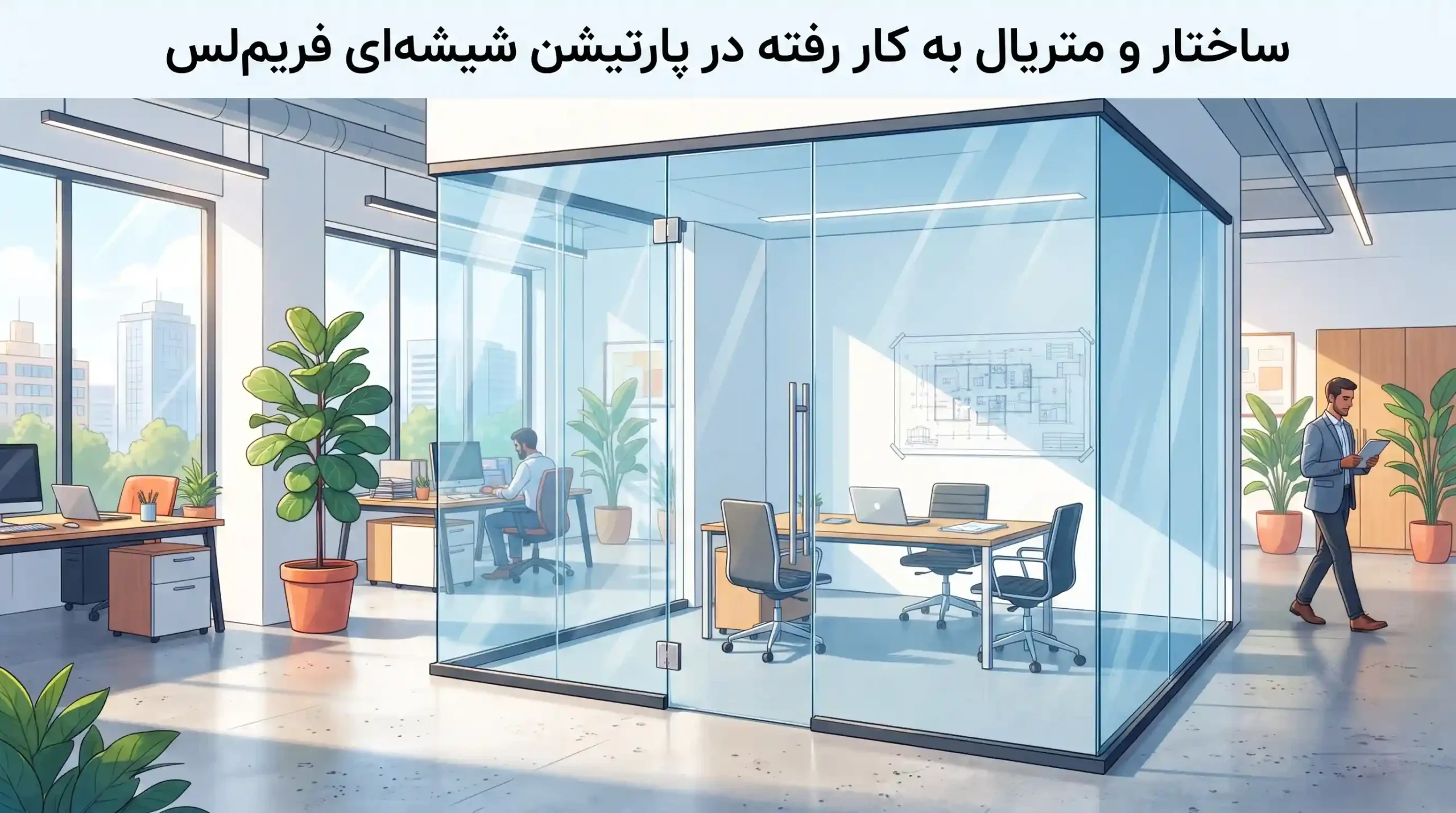 🏗️ ساختار و متریال به کار رفته در پارتیشن شیشهای فریم لس