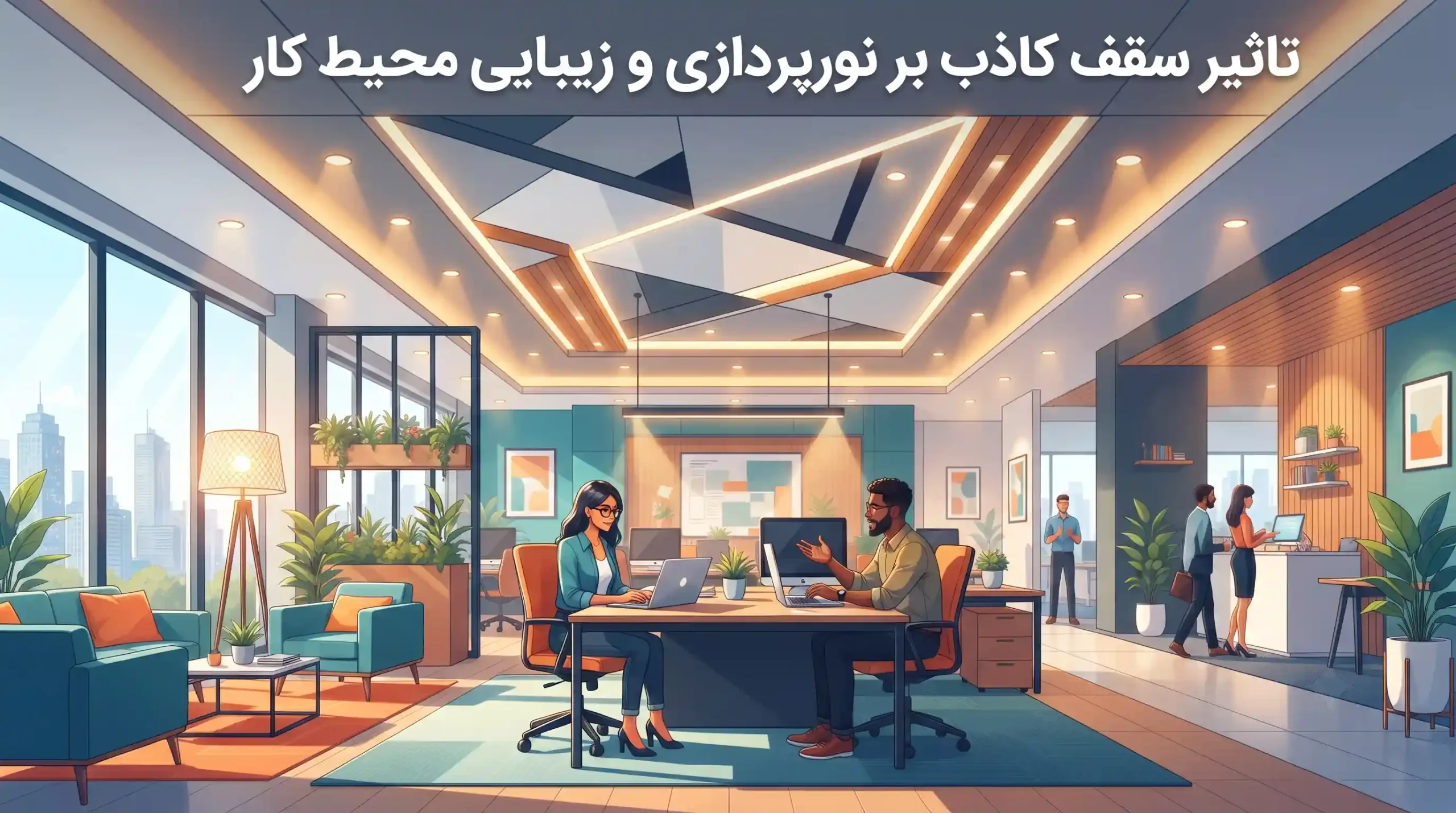 ☁️ تاثیر سقف کاذب بر نورپردازی و زیبایی محیط کار