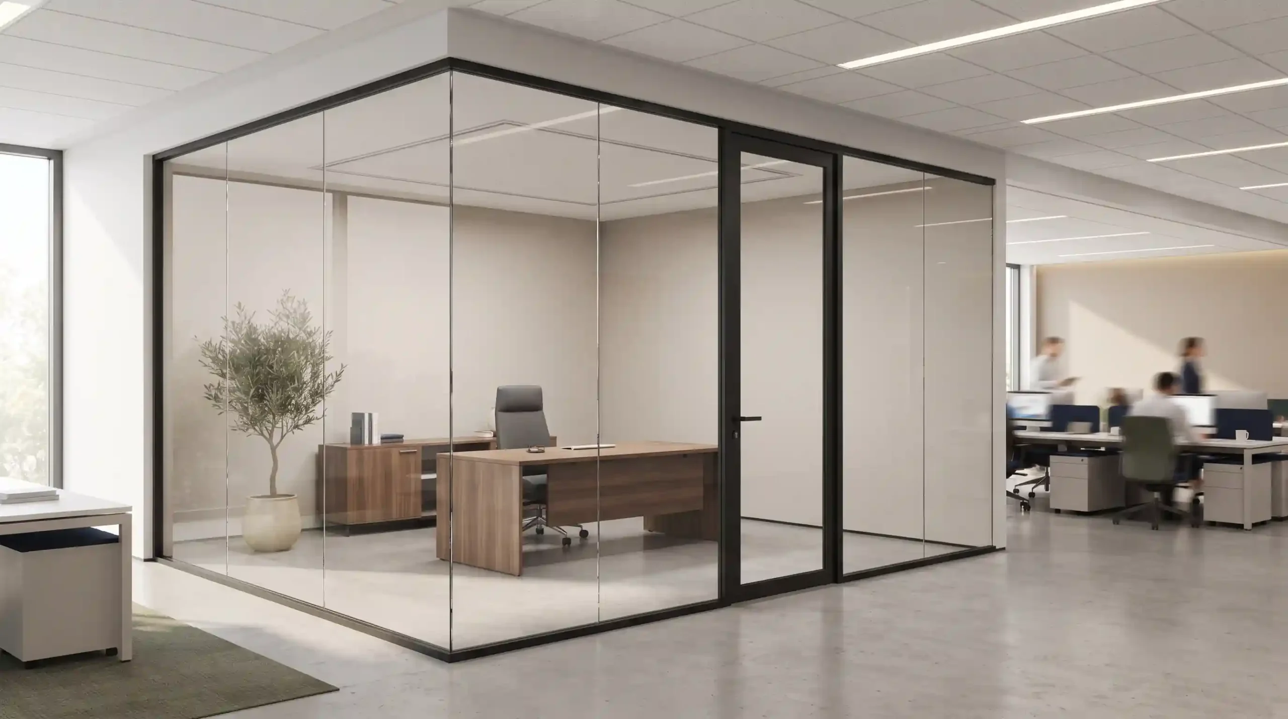 🏢 اهمیت طراحی فریم لس در فضاهای اداری مدرن