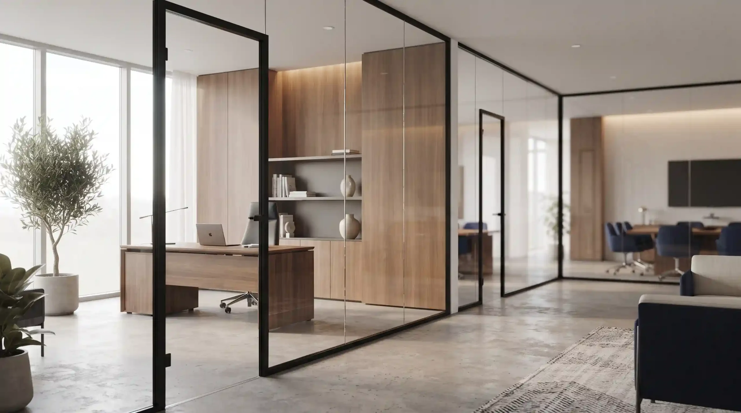🏢 پارتیشن شیشهای فریم لس و زیبایی بدون مرز