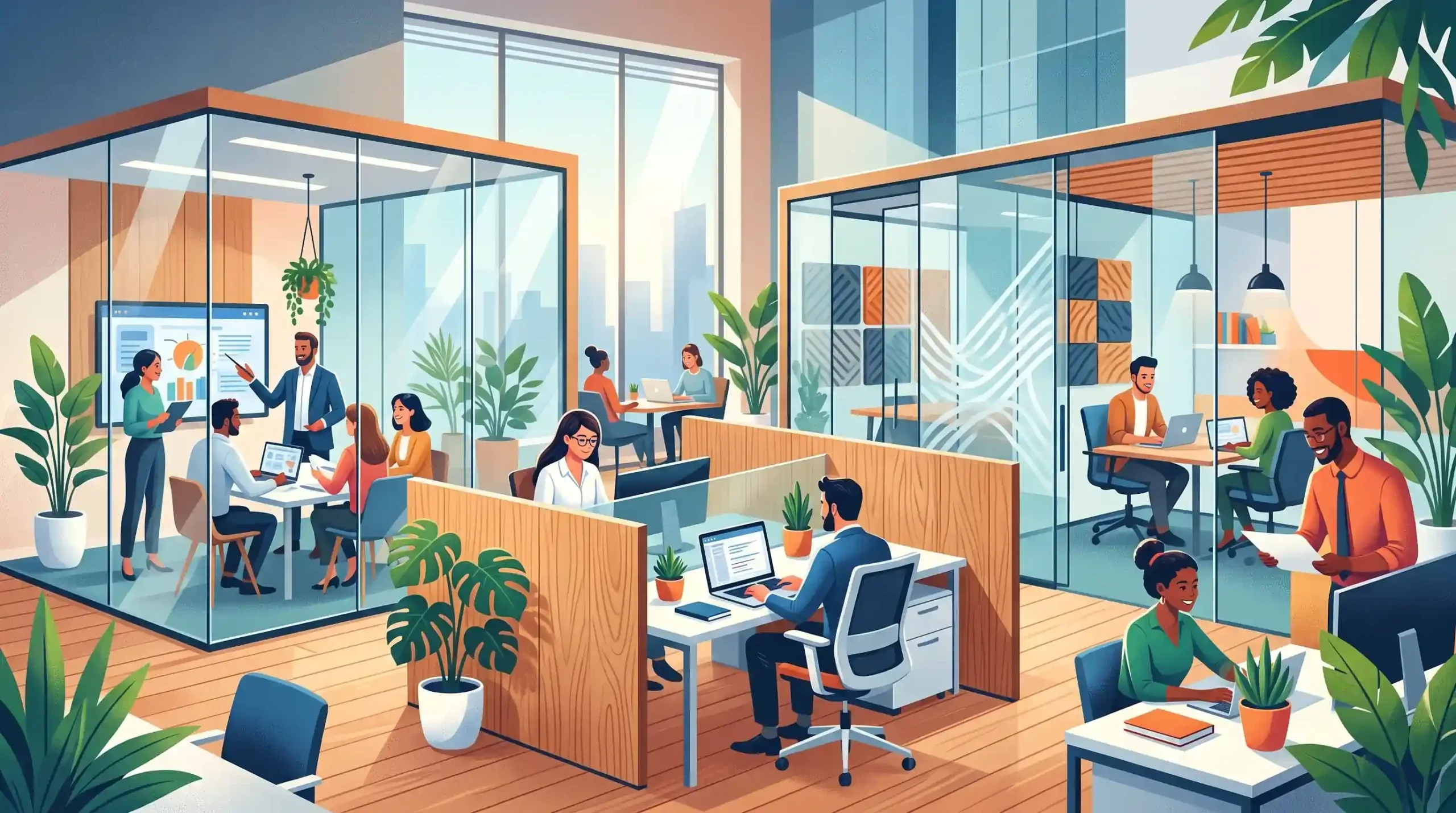 🏢 تاثیر ام دی اف و شیشه بر ترکیب رنگ فضا