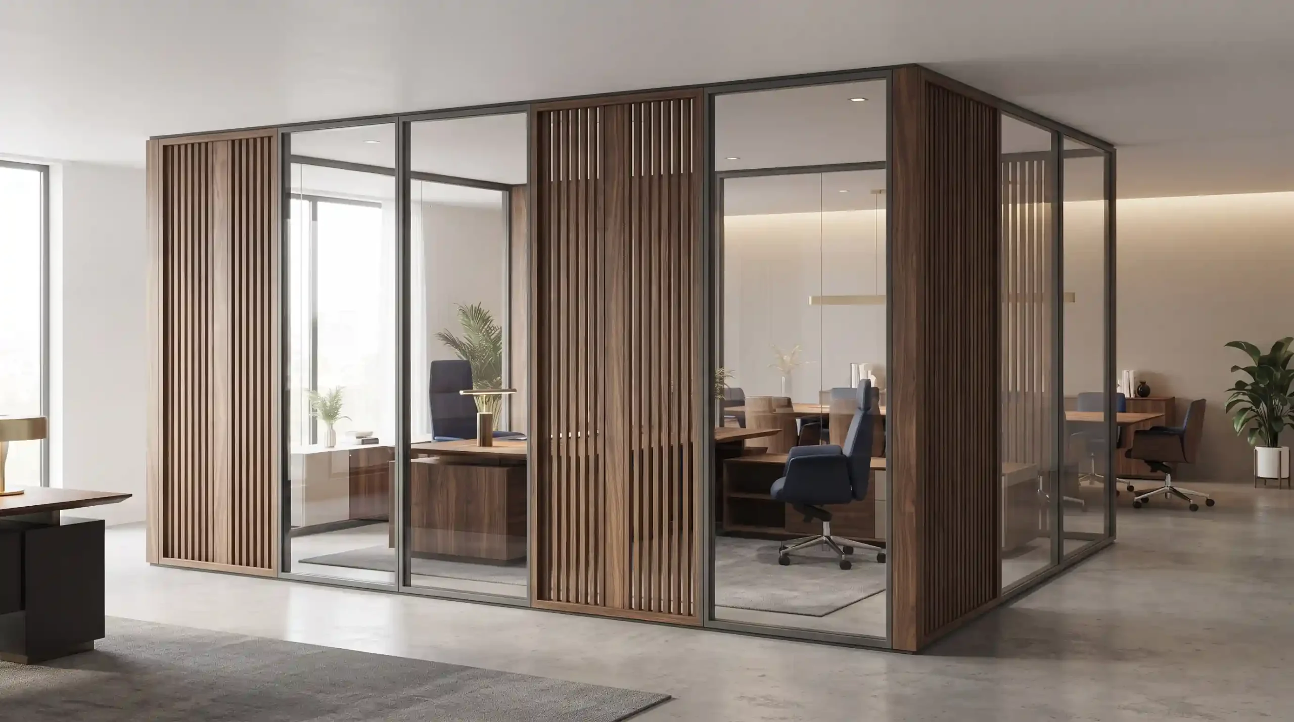 💡 تاثیر نور طبیعی بر بهرهوری با استفاده از پارتیشن اداری تات چوب